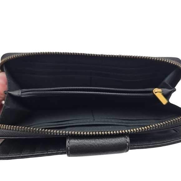 Fossil Madison Zip Clutch Black Leather Wristlet SWL2228001 Purse $100 MSRP - Picture 12 of 13